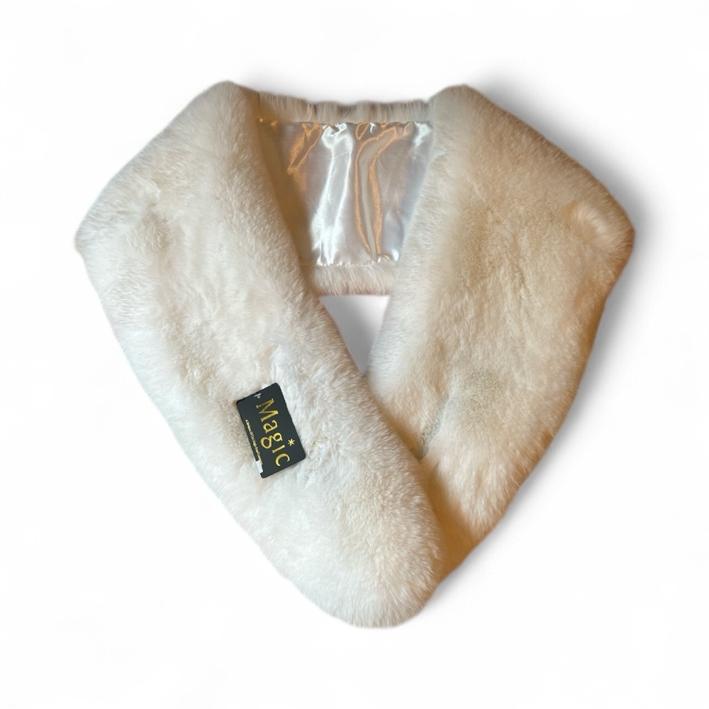Magic Scarf Faux Rabbit Fur Stole Satin Lining NWT